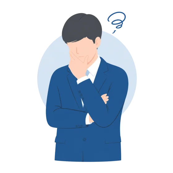 システム導入を迷っている経営者のイラスト